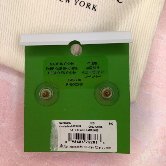 Kate Spade Red Pink Gumdrop Enamel Stud Earrings - Picture 4 of 5